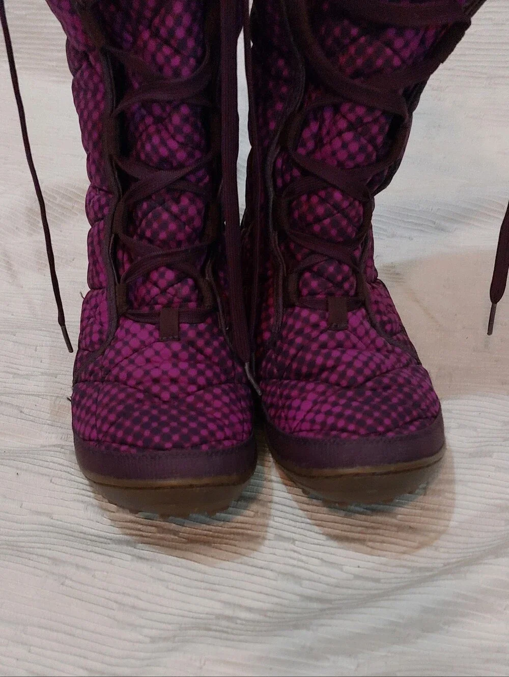Columbia Purple Quilted Lace-Up Winter Boots with Faux Fur Trim Size 8.5